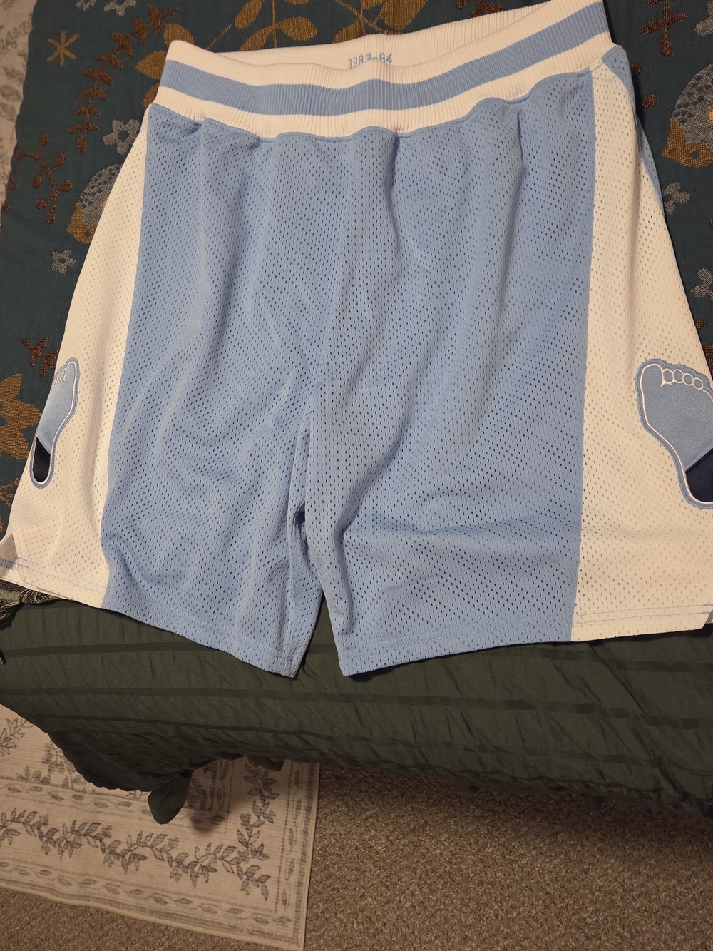 Mitchell & Ness Light Blue and White Mesh Athletic Shorts